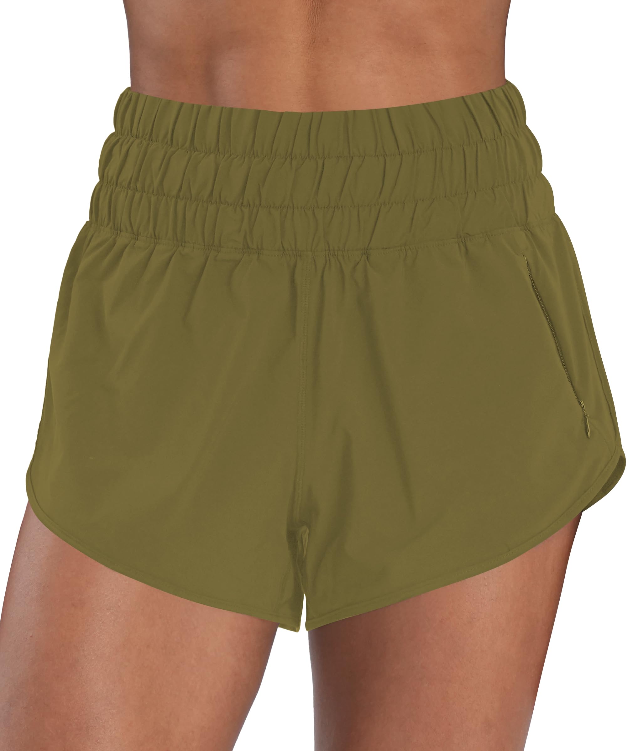 Sunzel Pantaloncini da corsa atletici a vita alta da donna ad asciugatura rapida fodera in rete pantaloncini da allenamento in palestra con tasche con cerniera