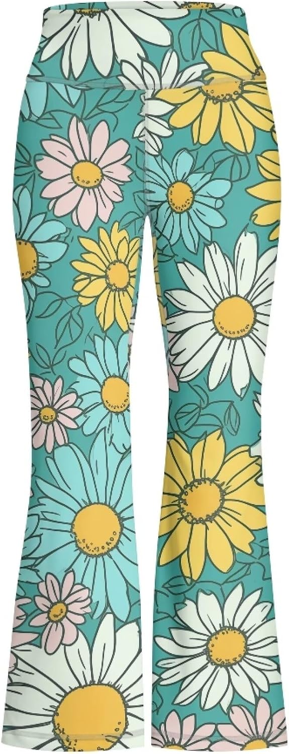 Cute Trendy High Waist Girls Leggings Flare Yoga Pants for Kids Girls Summer Breathable Bell Bottom Oufits