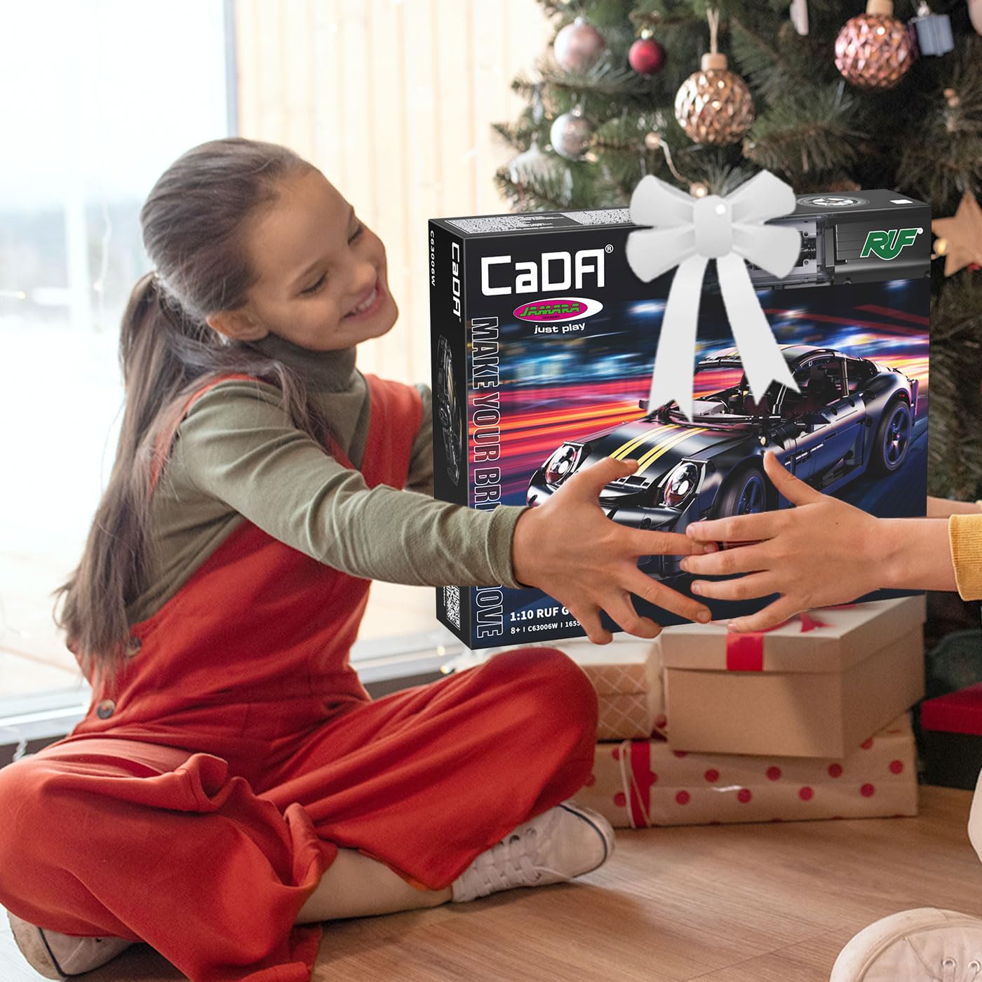 JAMARA 402874 CADA RUF GT 1:10 Bricks, zabawkowy samochód, model samochodu, wyścigowy samochód sportowy dla dzieci od 8 lat, pomysł na prezent dla dzieci, wierny design, ręczne otwieranie i zamykanie