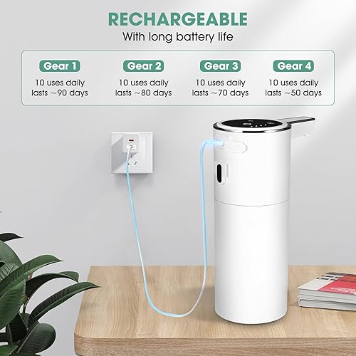 Miniatura 7 de Dispensador automático de jabón líquido sin contacto, paquete de 2 dispensadores de lavado de manos con sensor inteligente de 13.5 onzas, recargable