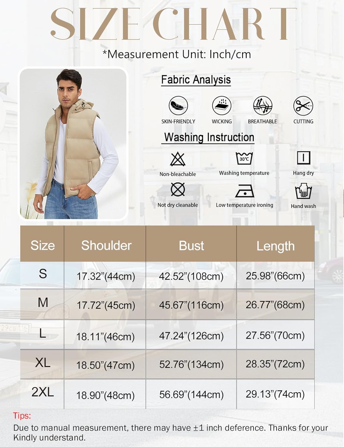 Gihuo Mens Puffer Vest with Hood Zip Up Quilted Hooded Vest - Image 7