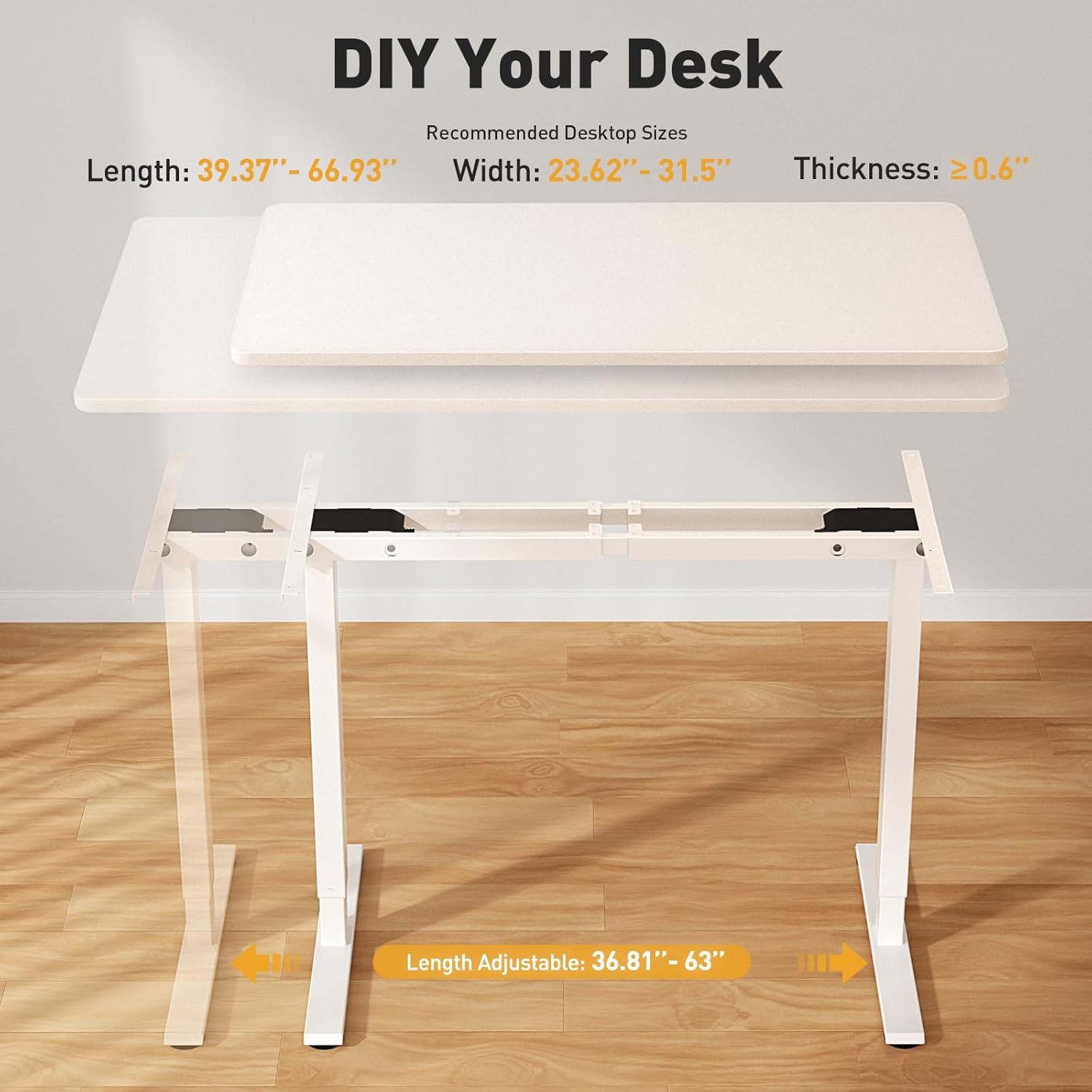 Dual Motor Standing Desk Frame, Height Adjustable Electric Desk Frame (27.5"–46.5"), 160 lbs Capacity, Quiet Sit Stand Desk with Memory Controller, Home Office Desk Frame White