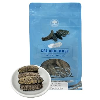 DABC OAK LAND Dried Sea Cucumber Wild Caught,Sun Dried Mexico Black Pin Sea Cucumber All Natural Nutritious Small - 8OZ - Bag