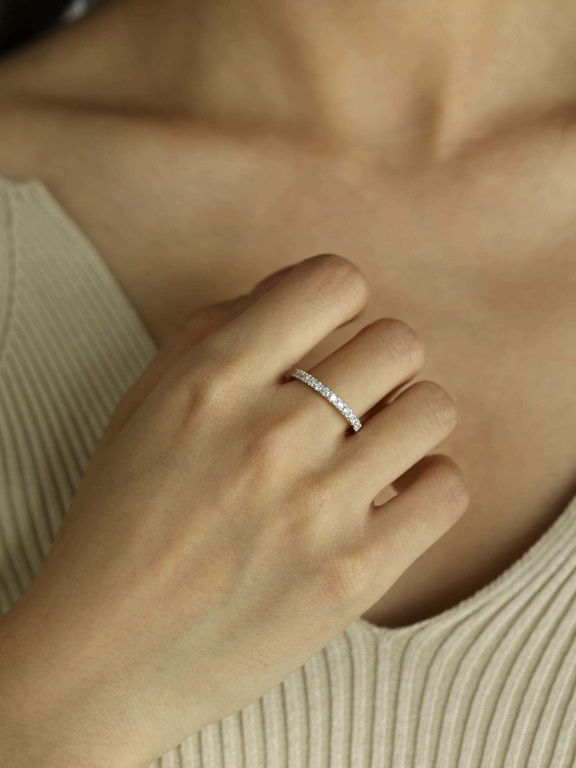 FANCIME Anello da donna con diamanti da 0,42 carati, in argento Sterling 925, per matrimonio, San Valentino, per donna e donna (colore D-E, VS Clarity)