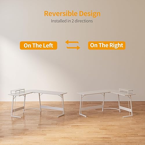 Miniatura 117 de CubiCubi Escritorio en forma de 59 pulgadas, escritorio de esquina para computadora con superficie de fibra de carbono, escritorio para juegos con