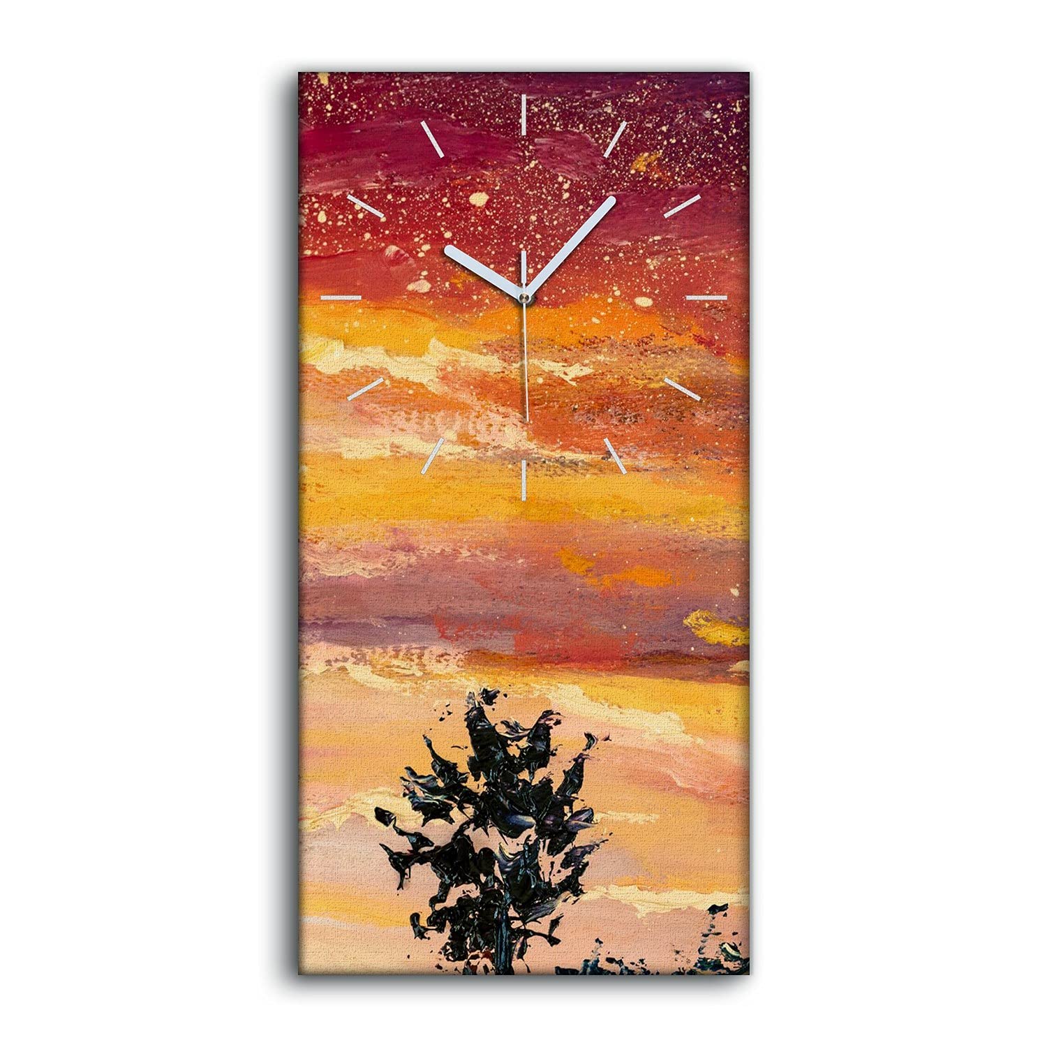 Horloge sur toile ne pas tic tac en silence mains blanches format 30x60cm abstrait