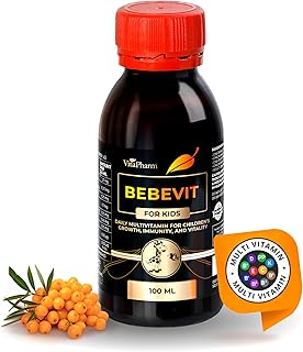 BEBEVIT Liquid Multivitamin for Kids – Sugar-Free & Non-GMO Formula with Vitamins A, C, D3, E, K2 & B-Complex – Daily Support for Growth, Immunity, Energy & Bone Strength – 100ml – Made in EU