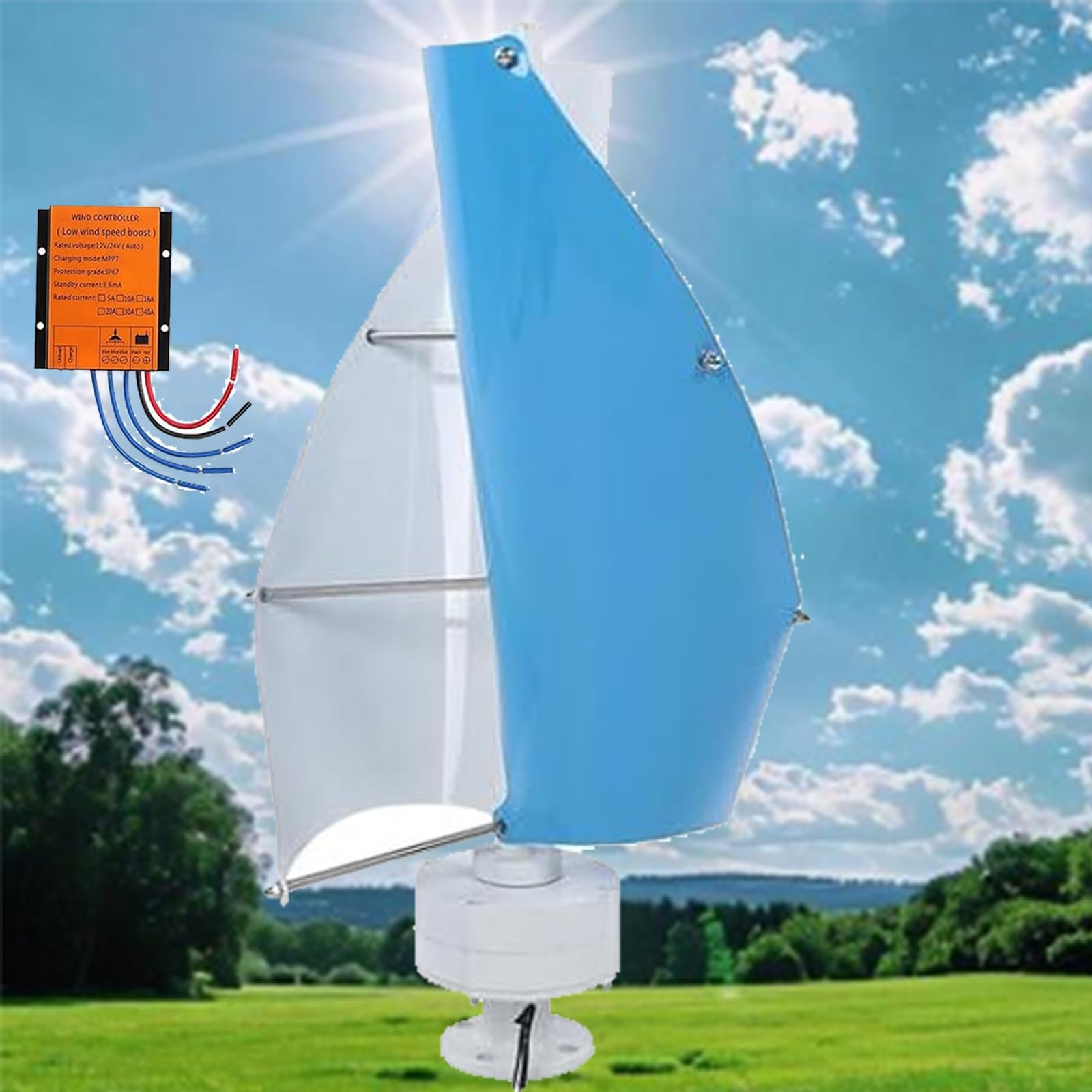 Zestaw generatora wiatrowego 14000 W, 12 V/24 V/48 V, 2 łopatki, prędkość obrotowa 13 m/s, ze sterownikiem do przemysłowych i komercyjnych zasilaczy