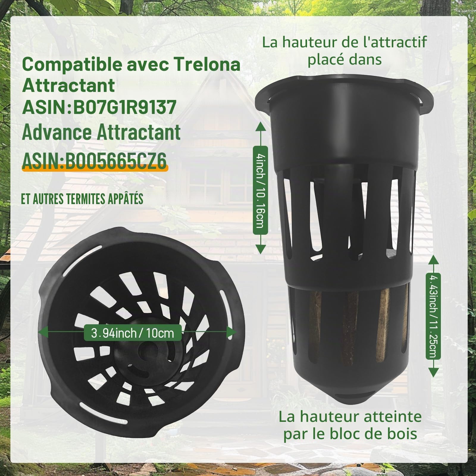 Lot de 6 stations d'appât de surveillance des termites, compatibles avec les appâts termites Trelona, blocs de bois inclus pour le jardin, les fermes, détecte l'activité des termites (pas de