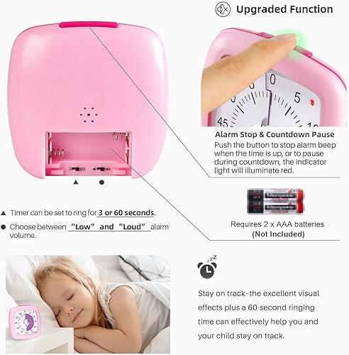 Miniatura 3 de Secura Temporizador visual de 60 minutos, temporizador de estudio silencioso para niños y adultos, relojes de tiempo, temporizador de cuenta