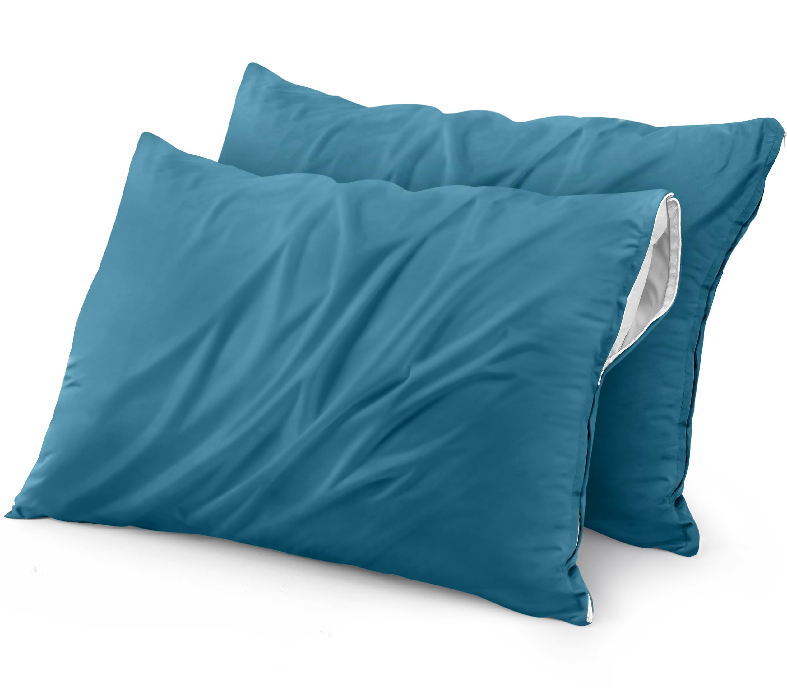 Utopia BeddingWaterproof Zippered Pillow Encasement (2 Pack) King Denim Blue – Bed Bug Proof Pillow Encasement 20 x 38 Inches