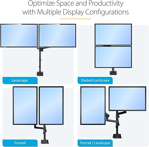 Miniatura 4 de StarTech.com Brazo de monitor doble para montaje en escritorio, montaje de altura ajustable para 2 pantallas VESA de hasta 32 pulgadas (17.6 lb8