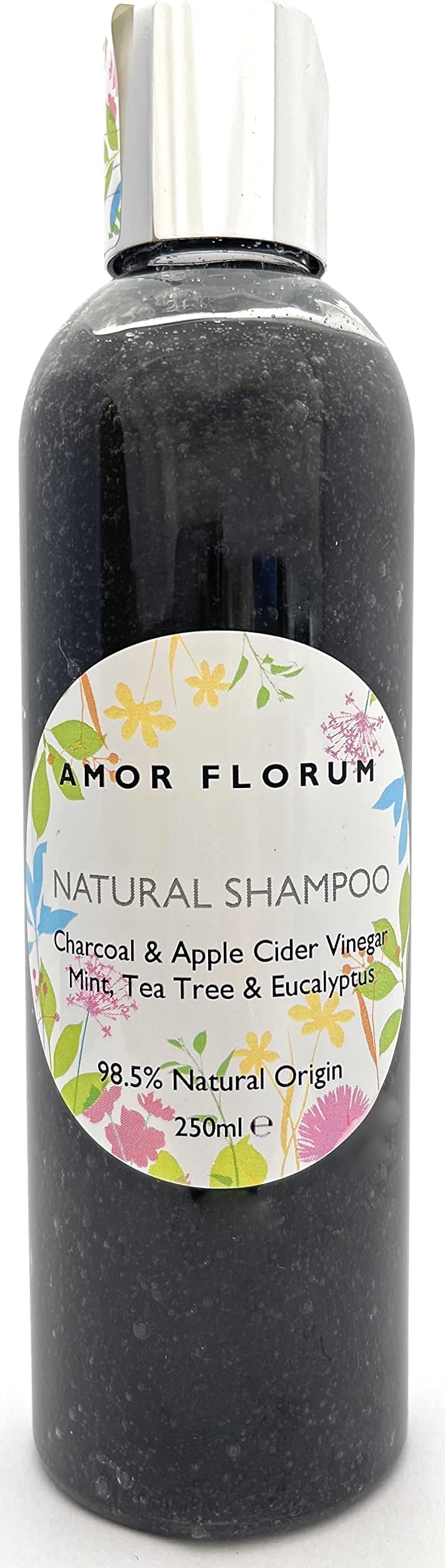 Clarifying Shampoo - 98.5% Natural - Charcoal, Apple Cider Vinegar, Mint, Tea Tree, Eucalyptus. No Sulfates/Parabens. pH 5.5, Sensitive Skin. 250ml