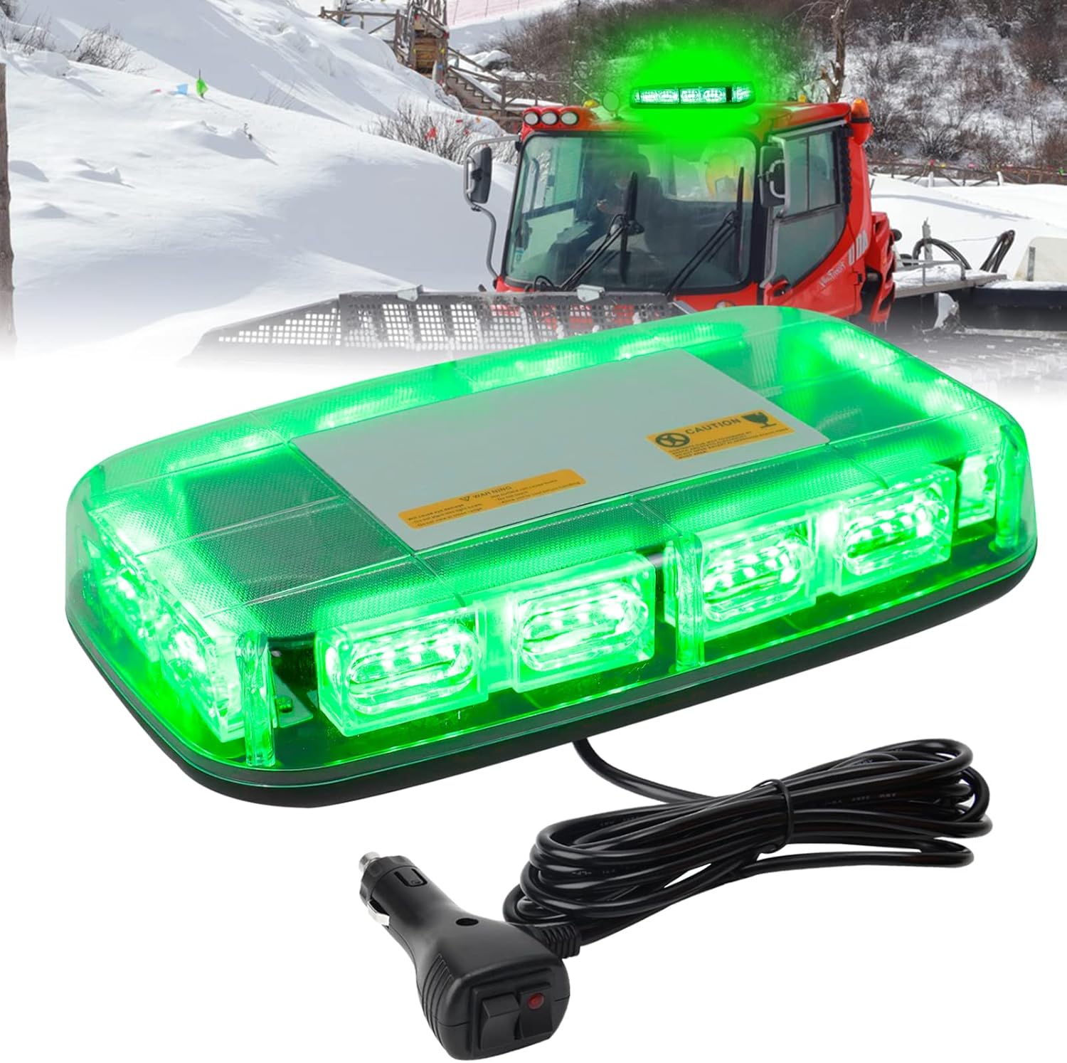 LED Rooftop Strobe Beacon Lights with Base, High Bright 48 LED Green Beacon Emergency Warning 16 Flashing Modes Light for 12-24V Car, Trucks, Snow Plow, Construction Vehicles(Green)