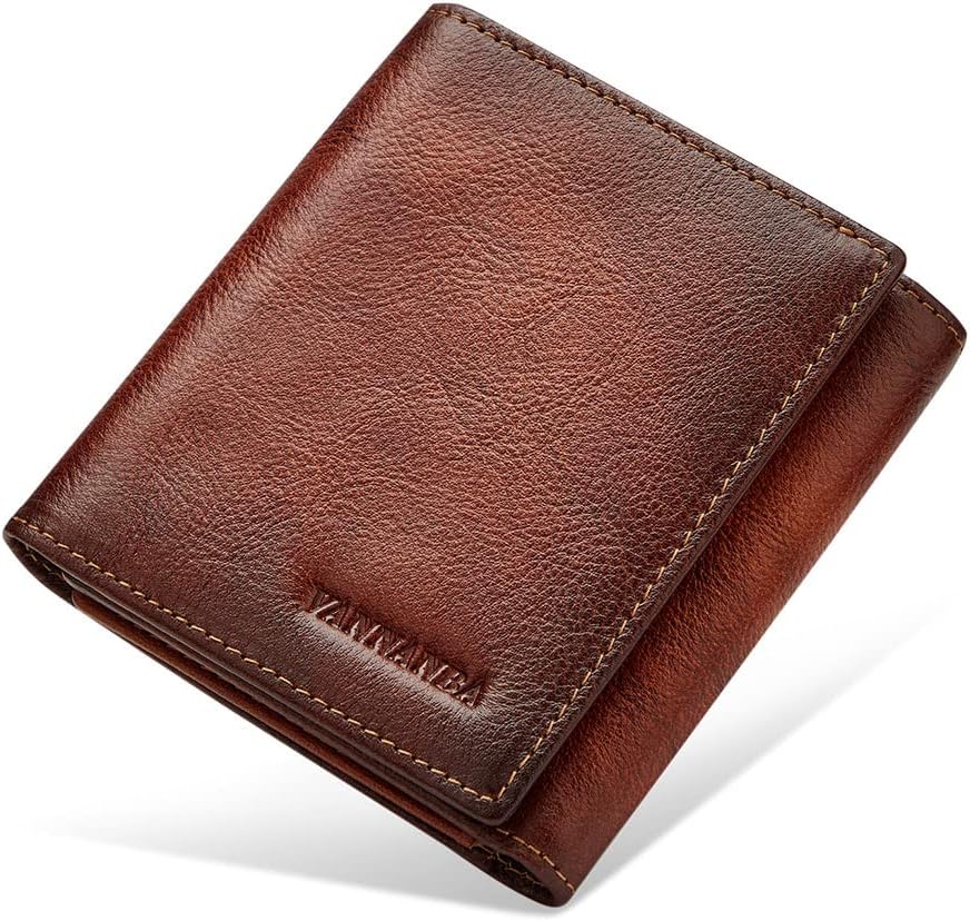 VANNANBA Men's Leather Trifold Wallet with Folded ID Windows,12 Card Slots & 2 Note pockets,Brown Wallet for Men RFID Blocking Waterproof Wallets for Men - Image 8