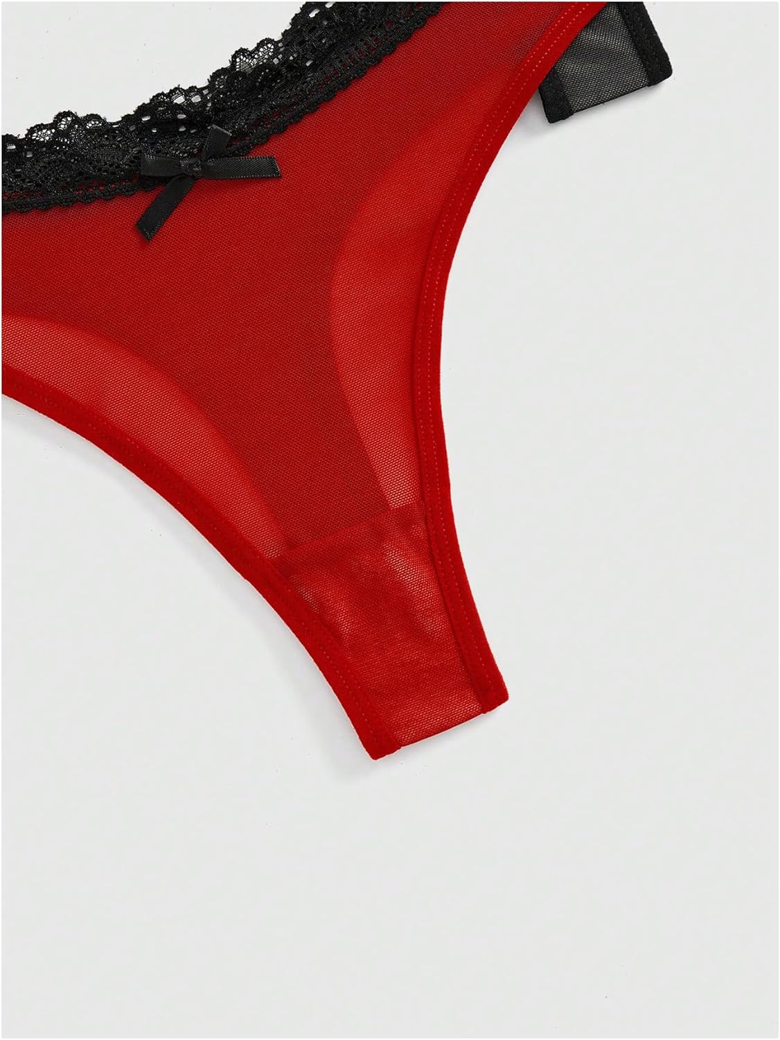 Women's 3 Pack Thongs Sets Leopard Print Lace Trim Low Rise Panties Seamless Bow Briefs Thong Underwear - Image 3