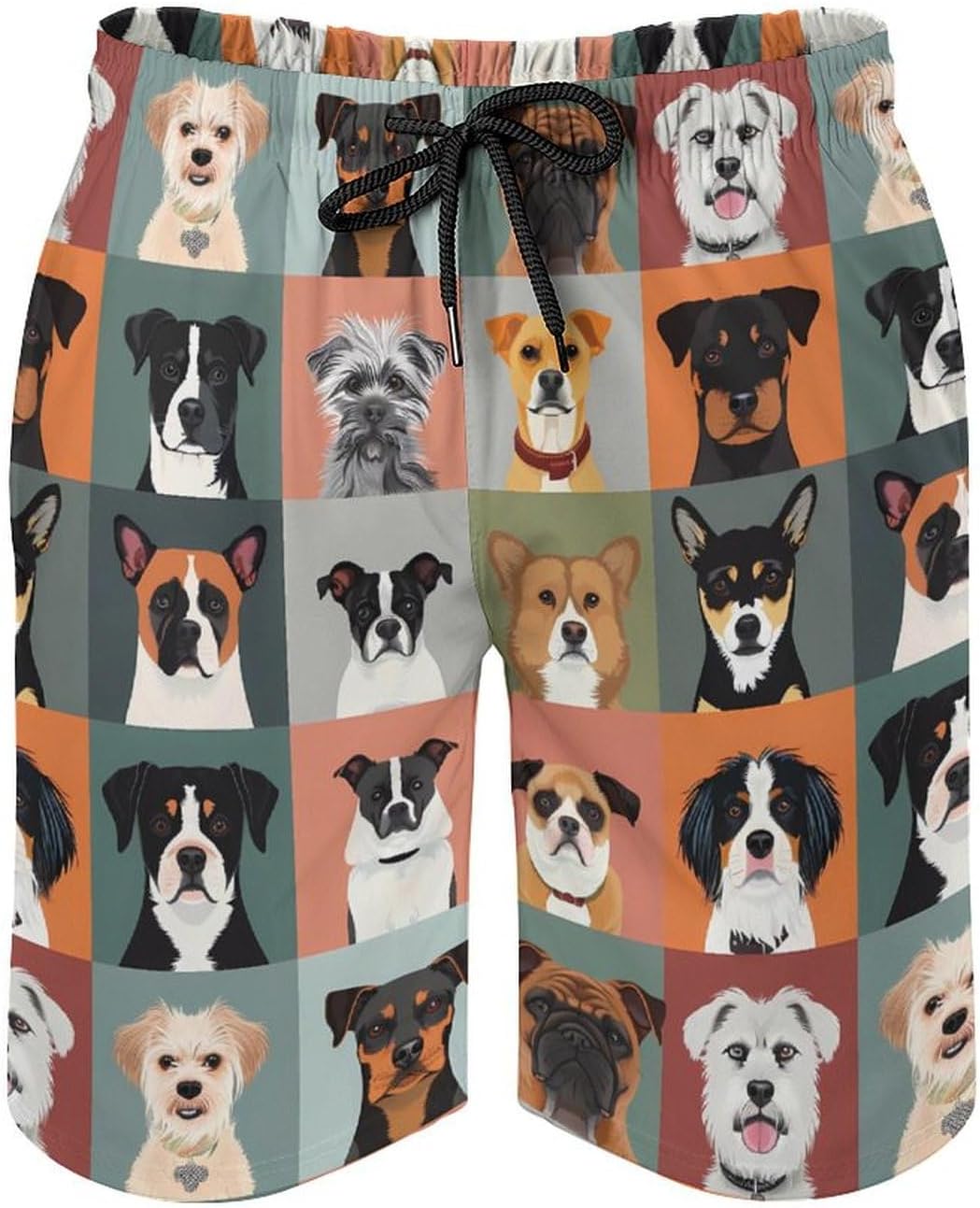 Dog Selfie Casual Men's Swim Trunks Novelty Summer Beach Shorts Swimwear with Pocket