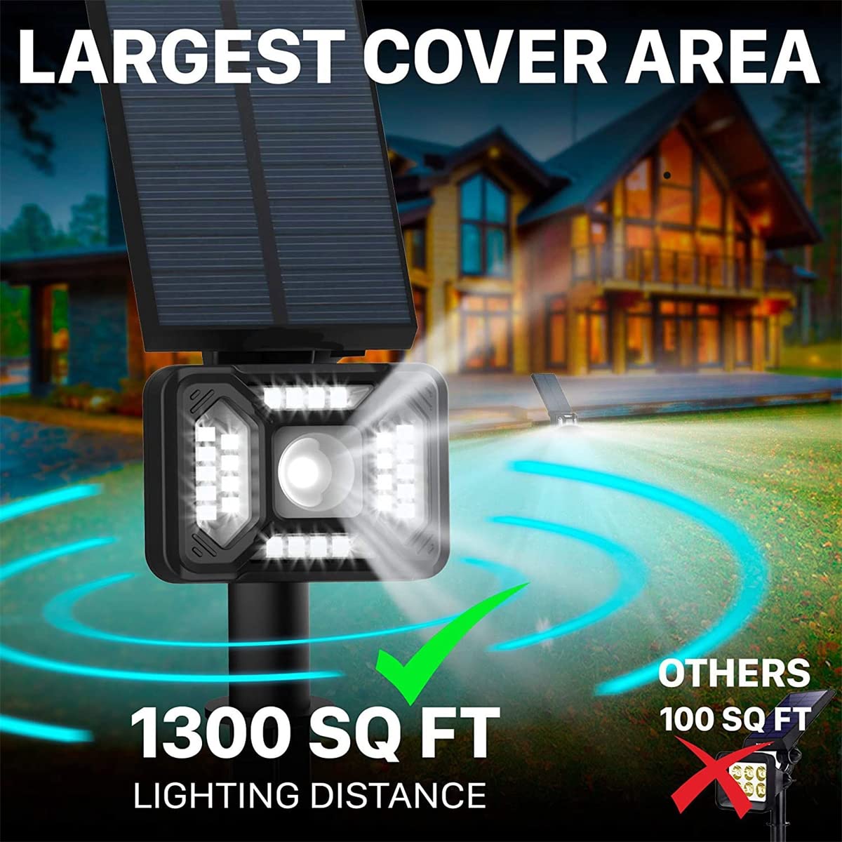 Focos solares para Exteriores, focos de Paisaje con energía Solar IP65, Luces de Pared Impermeables, Encendido/Apagado automático, Luces LED de jardín para Patio, Pasarela de Patio Trasero