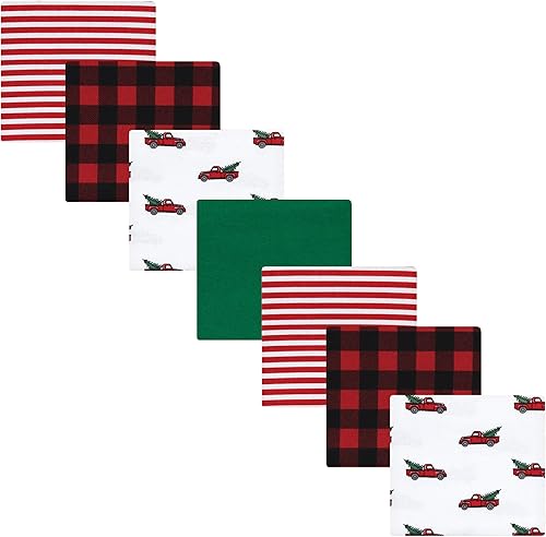 Miniatura 54 de Hudson Baby Paquete de 7 mantas receptoras unisex de franela de algodón para bebé, Dino Friends, talla única Abeja,Azul Verde Dino,Azul