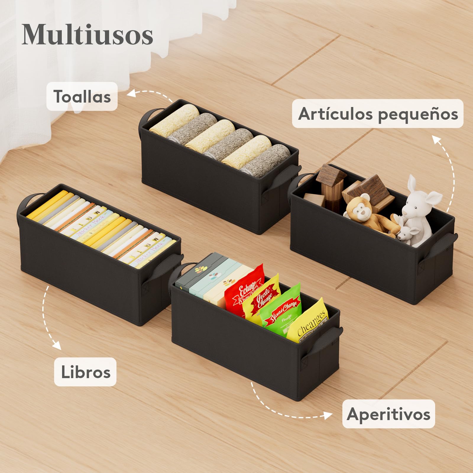 Lifewit 4 Piezas Cajas de Almacenamiento para CD Apilable, Caja Plegable con Tapa, Contenedor para hasta 120 CD (30 Cada uno), para Casa y Coche, Negro