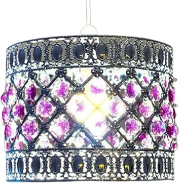 Ceiling Light Moda Chandelier Droplet Acrylic Light Moroccan Style Crystal Pendant Bead Lamp Universal Fit for Home Decor, Office, Bedroom, Kitchen, Living Room, Hallway, BalconyModa Purple