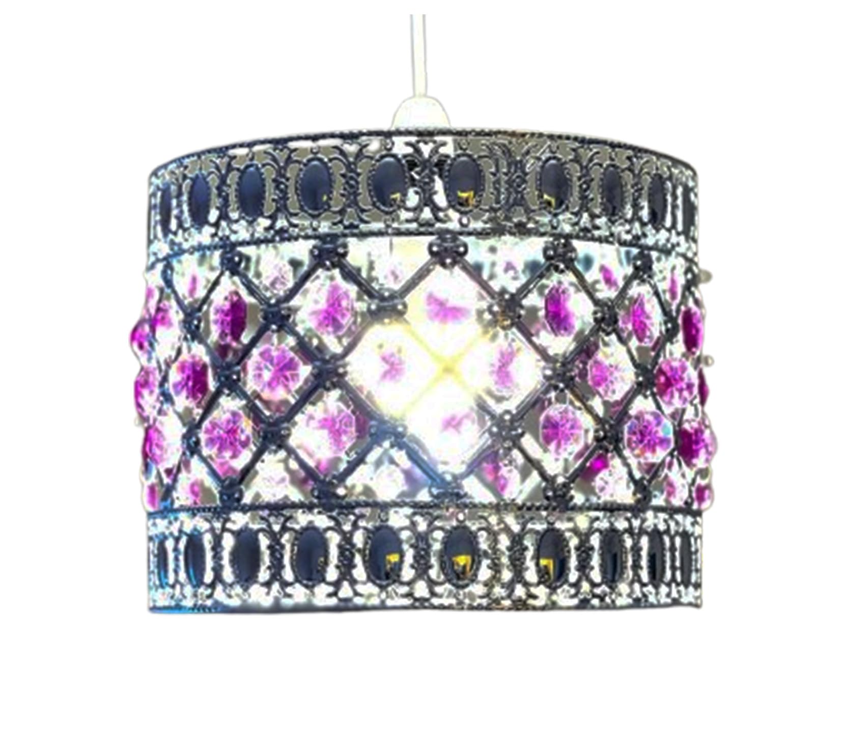 Ceiling Light Moda Chandelier Droplet Acrylic Light Moroccan Style Crystal Pendant Bead Lamp Universal Fit for Home Decor, Office, Bedroom, Kitchen, Living Room, Hallway, Balcony(Moda Purple)