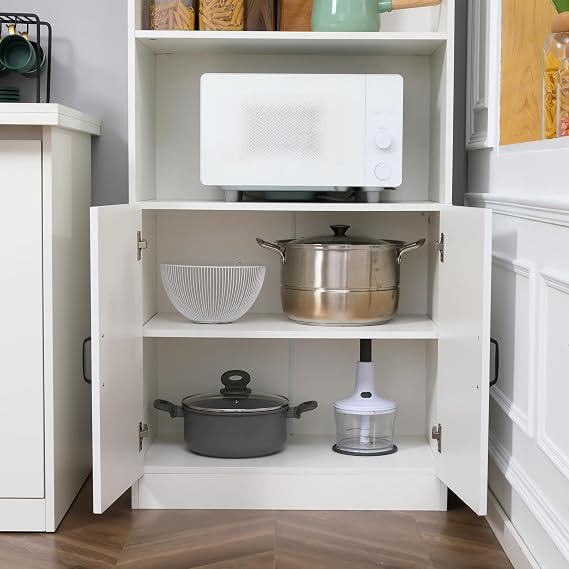 HOMCOM Kitchen Cabinet 2 Shelves 2 Cabinets White