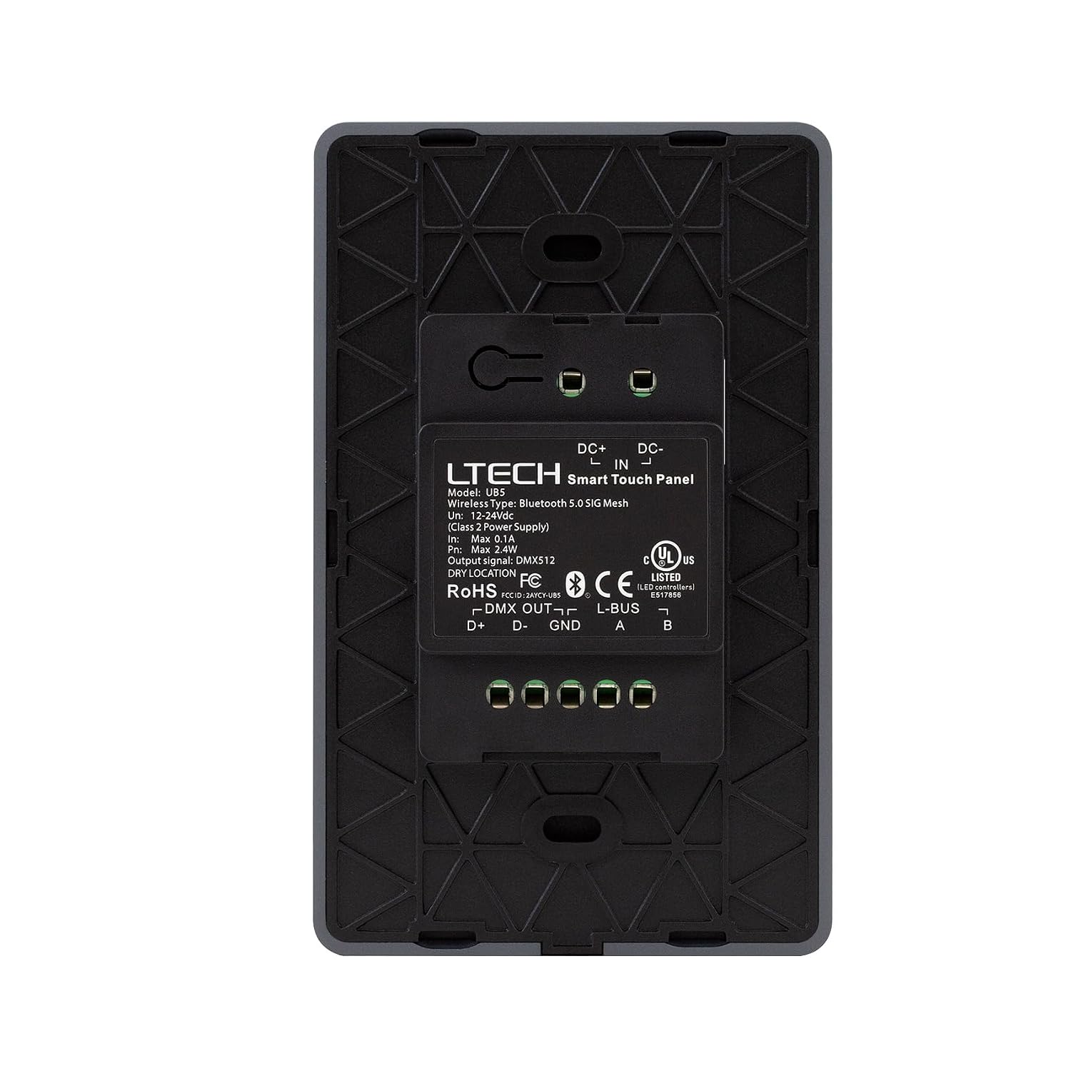 LTech UB5 RGBWY DMX & Bluetooth BLE 5.0 Mesh Programmable Touch Panel Wall Mount LED Lighting Controller, 4-Zone & Multi Scene