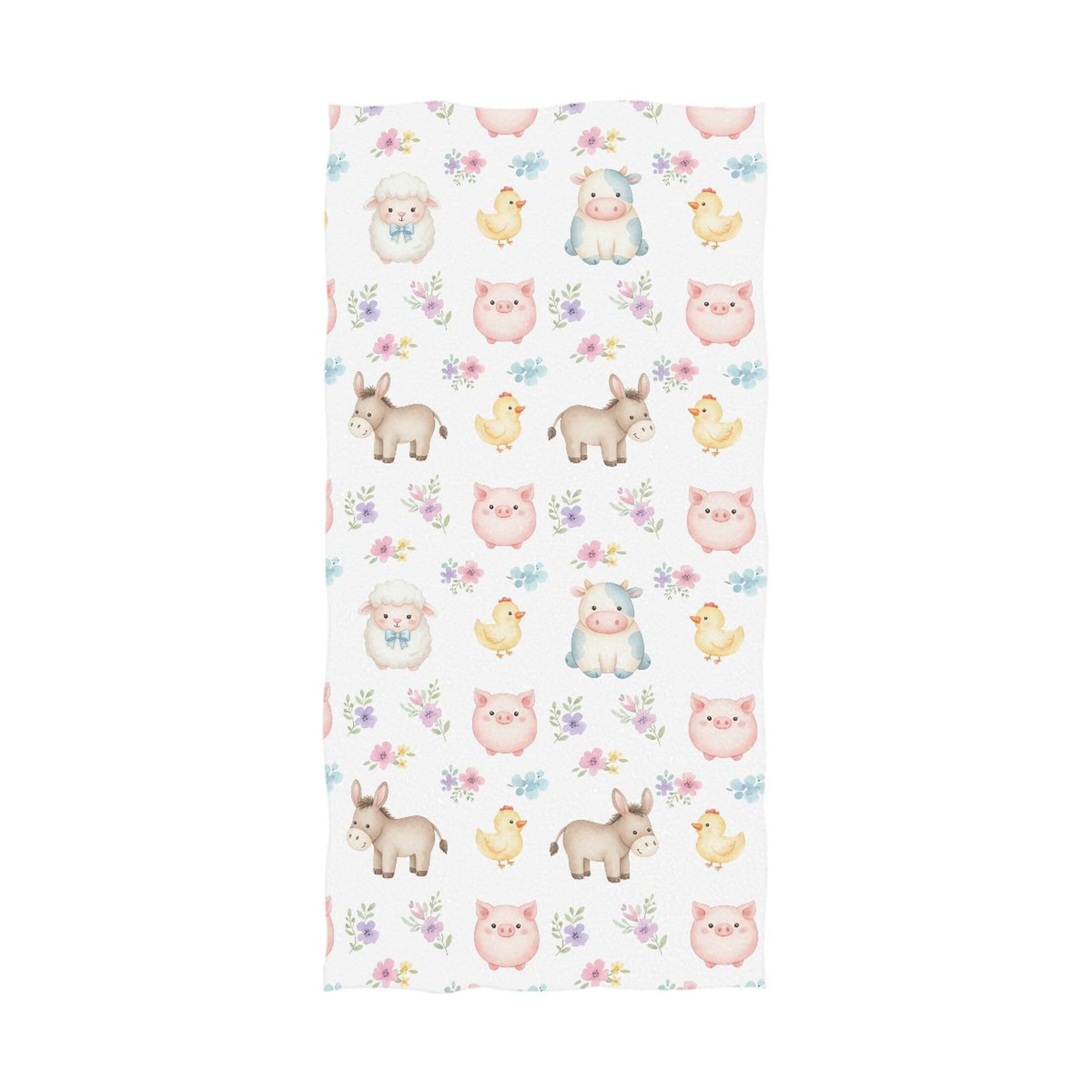 Kutsu Watercolor Animals Bath Towel, Highly Absorbent Cotton Soft Bath Hand Towel for Bathroom Kitchen Hotel Spa, 64 x 32 In