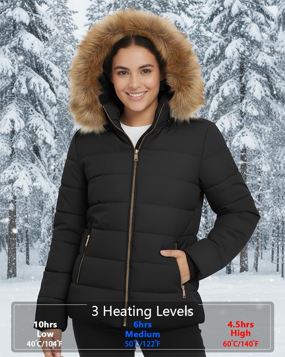 Graphene Women Heated Puffer Jacket with 18400 mAh Battery Pack - Image 6