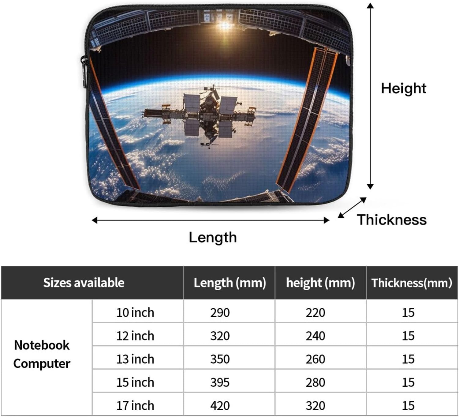 International Space Station Picture Laptop Case 13 inch, Shockproof Protective Laptop Sleeve Travel Computer Bag Water Resistant Computer Carrying Cover Notebook Case Briefcase Gifts for Men Women image 4
