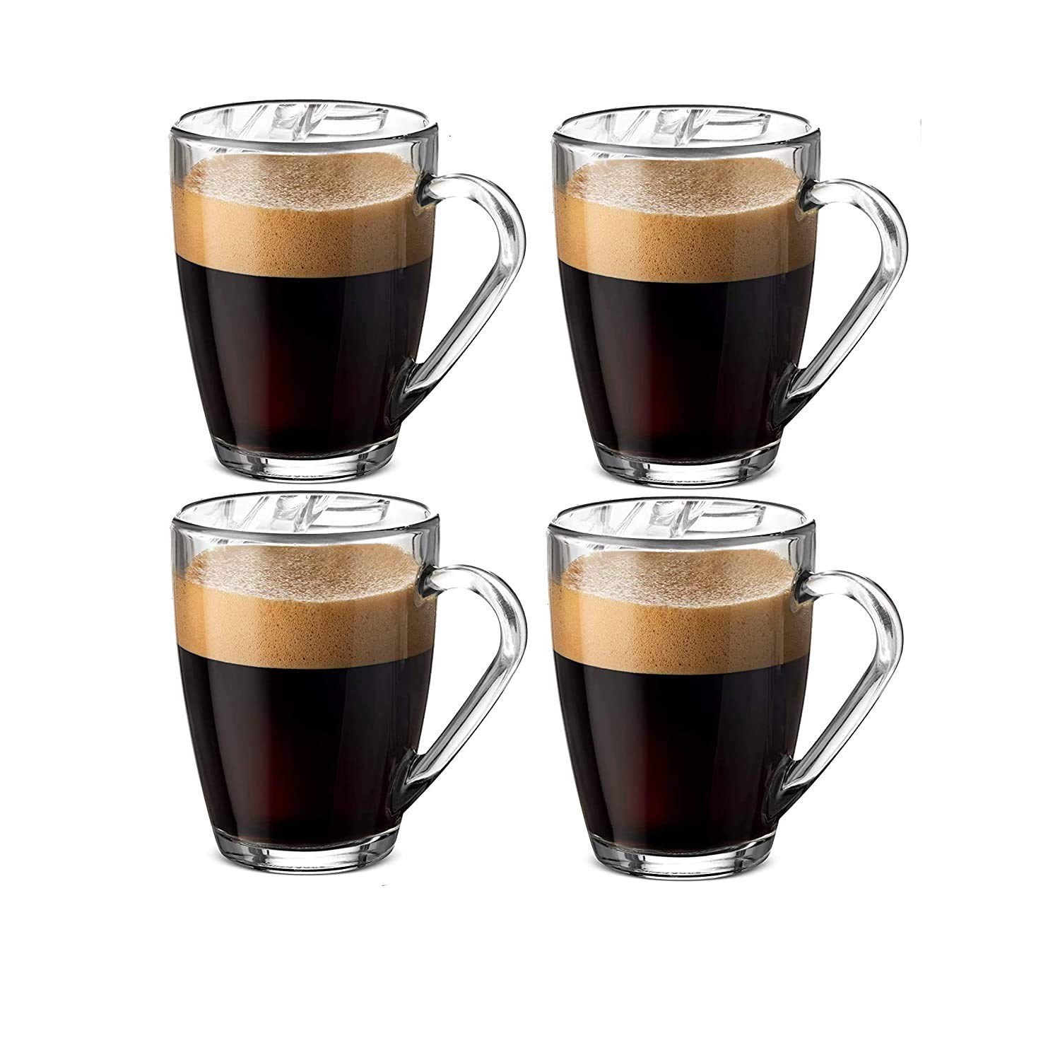 SHIV KRAFTCoffee Mug. Glass Coffee Mug Clear Glass Coffee Hot Beverages - Cappuccino, Latte, Big Tea Cup. Crystal Clear Glass Cups, Espresso Coffee Gifts Pack of 4 - 250 ML