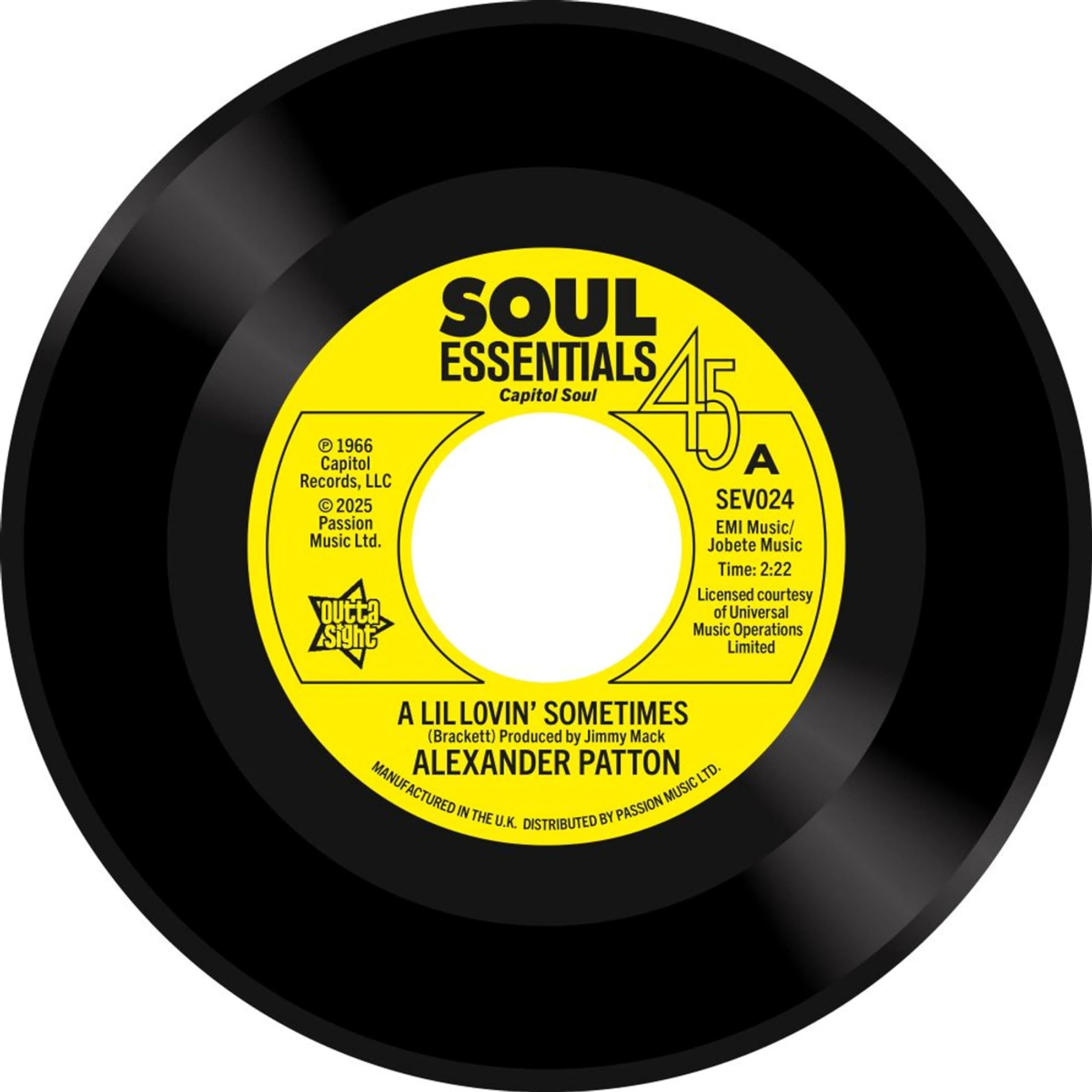ALEXANDER PATTON A Lil Lovin' Sometimes - Northern Soul DEMO 45 (Outta Sight) 7""