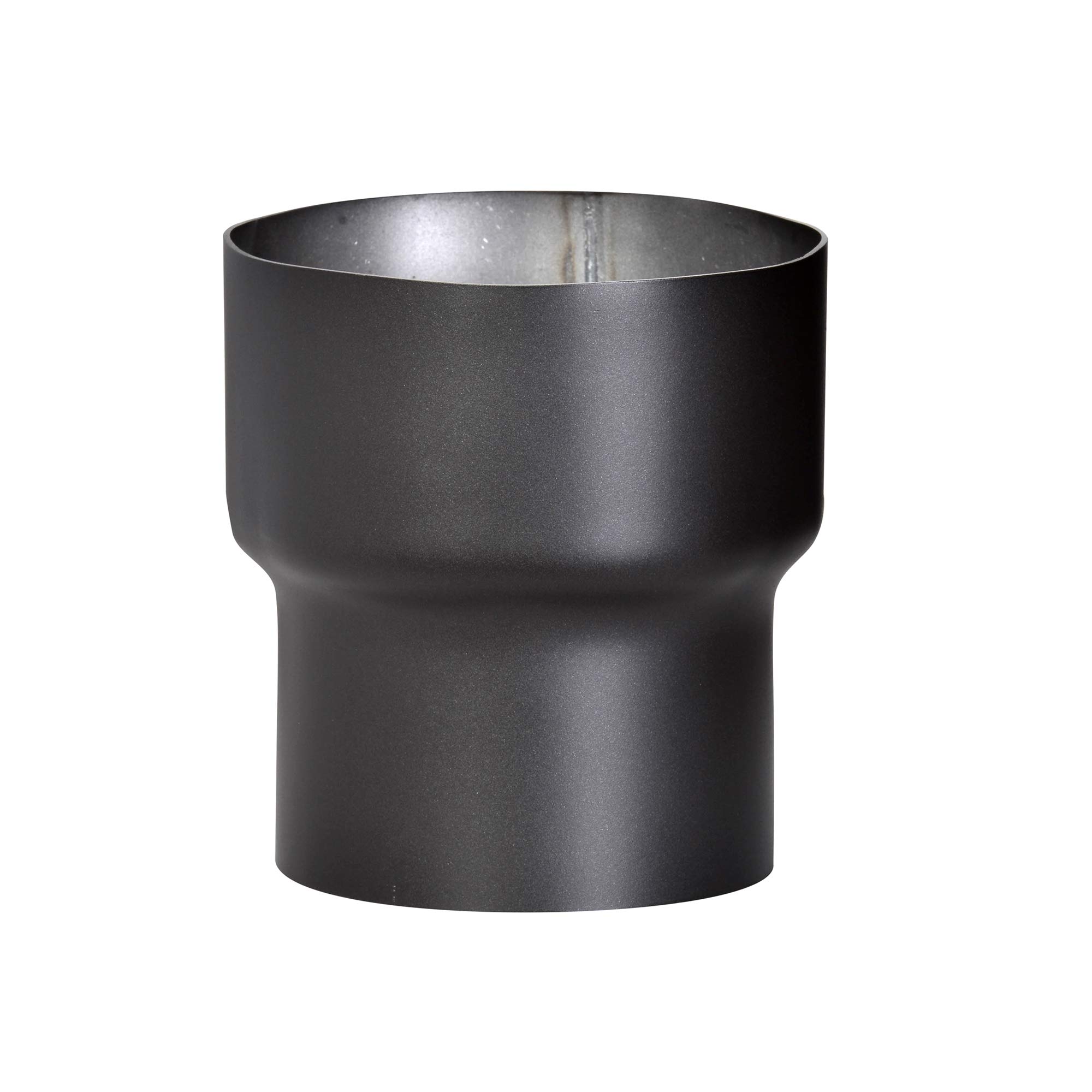 FIREFIX R150/Ü8 Erweiterung: 120 mm Ofenanschluss auf 150 mm Wandanschluss, 160 mm lang, schwarz lackiert