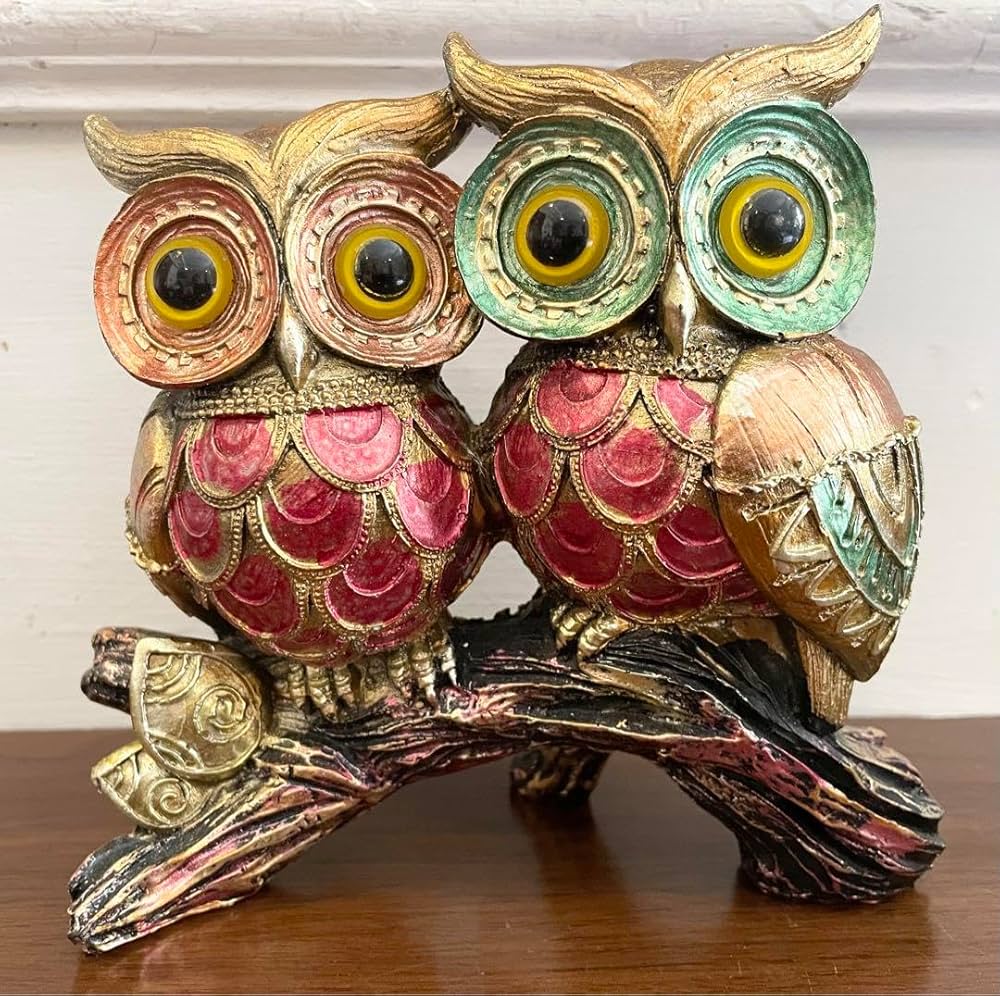 幸せを呼ぶ置物ふくろう 楽天市場】福を呼ぶ 幸せふくろうふくろうの置物 2つセット仲良し