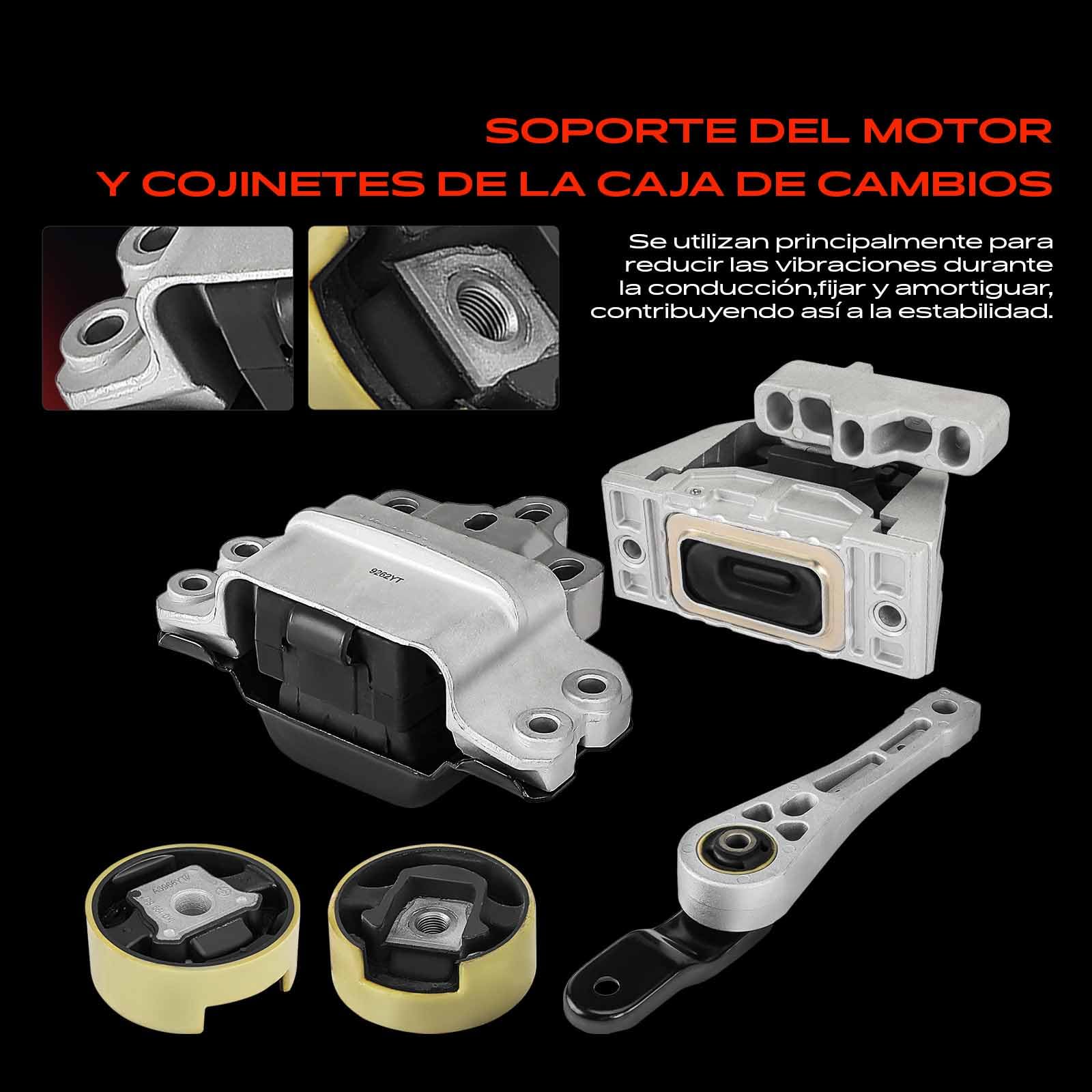 Frankberg 3 soportes motor + 1 soporte caja de cambios + 1 soporte par | 1K0199555Q 1K0199867; Compatible con: Altea XL 5P5 5P8, A3 8P1, Golf Plus 521 5M1, O.c.t.a.v.i.a II 1Z3, Superb II 3T4