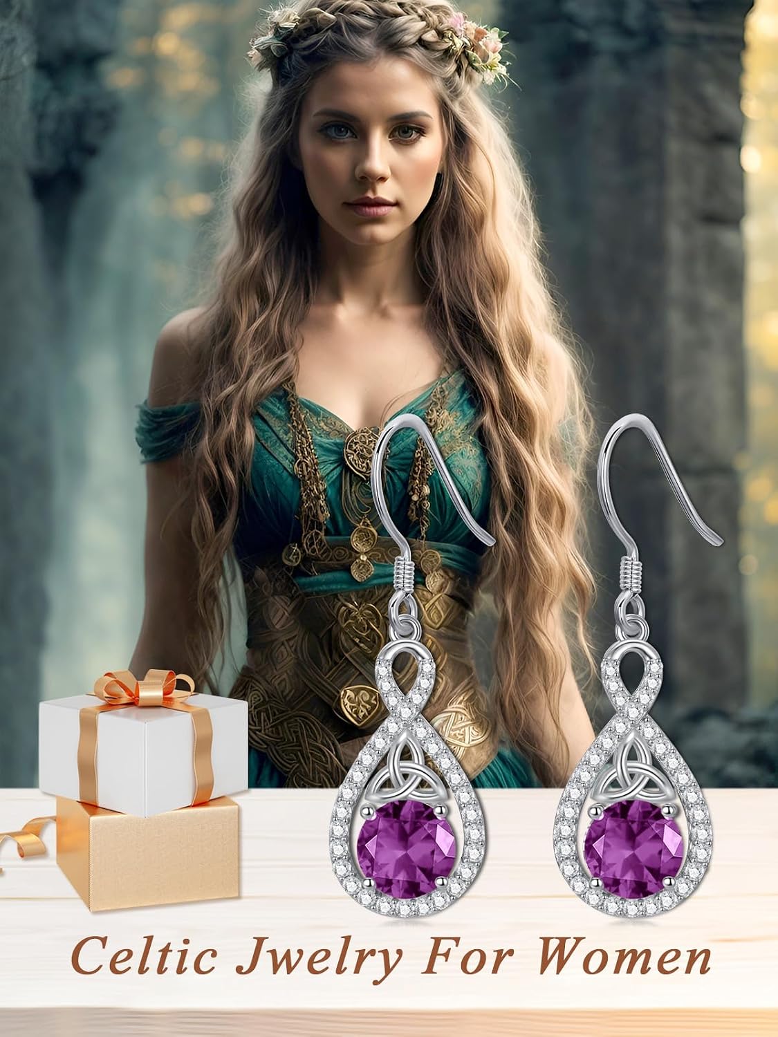 925 Sterling Silver Birthstone Teardrop Crystal Dangle Earrings – Mothers Day Anniversary Birthday Gifts for Women – Hypoallergenic Colorful Gemstone Jewelry for Mom Wife Daughter