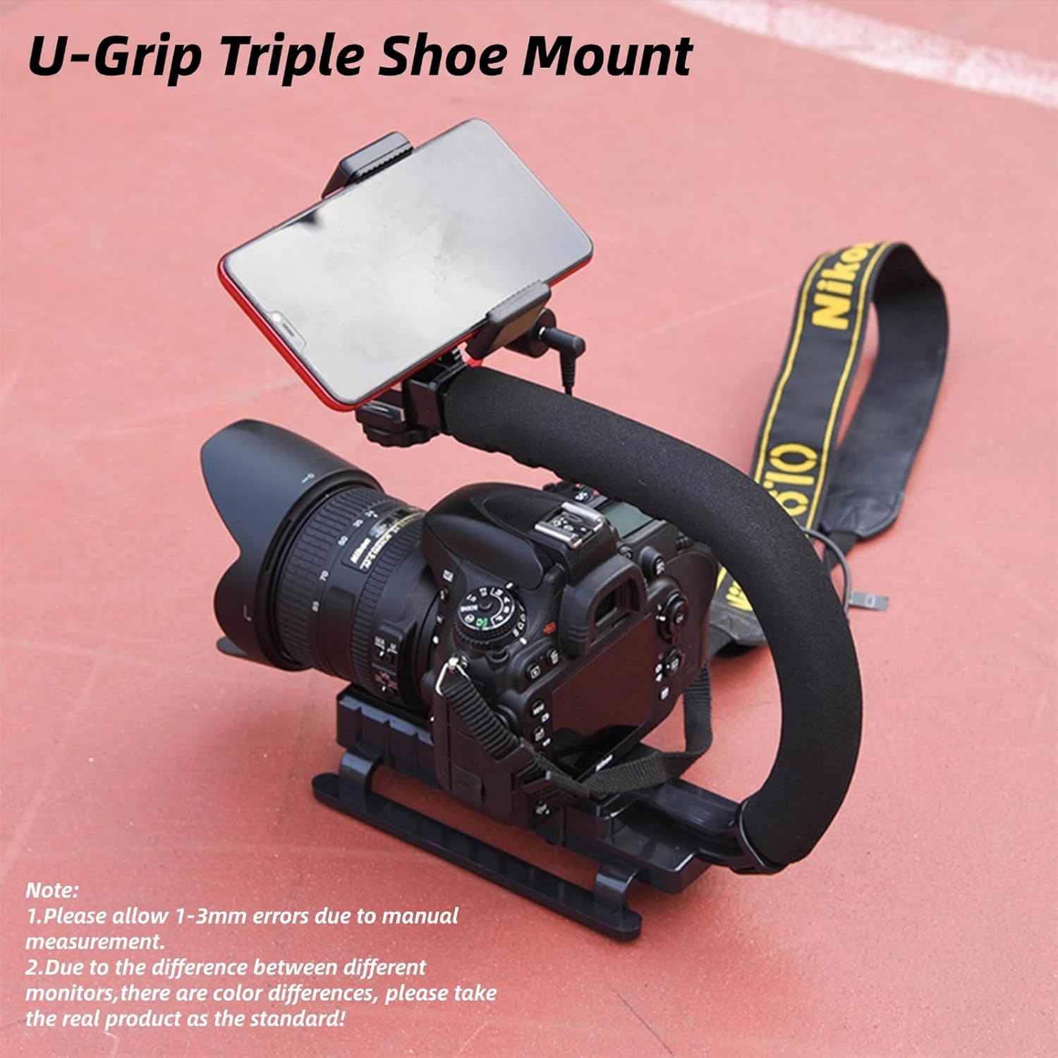 Super Grip Video Stabilizing Handle with Hot Shoe Mount for DSLR Camera Camcorder Portable U Grip Handheld Stabilizer Video Recording