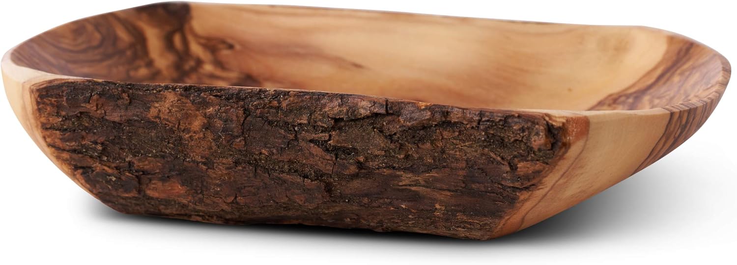 Olive wood Bowl with Bark Sides BigaMart