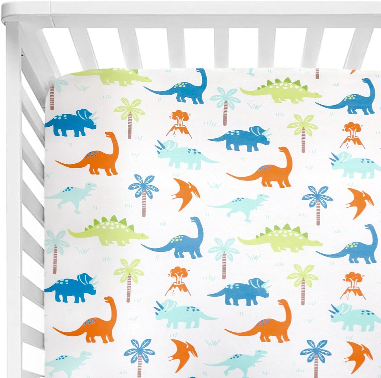 HOMRITAR Jersey Knit Crib Sheet for Boys and Girls, Stretchy Fitted Crib Sheet Dinosaur Baby Toddler Bedding Set Collection, Breathable and Lightweight for Toddler Mattress Up to 8”Thickness