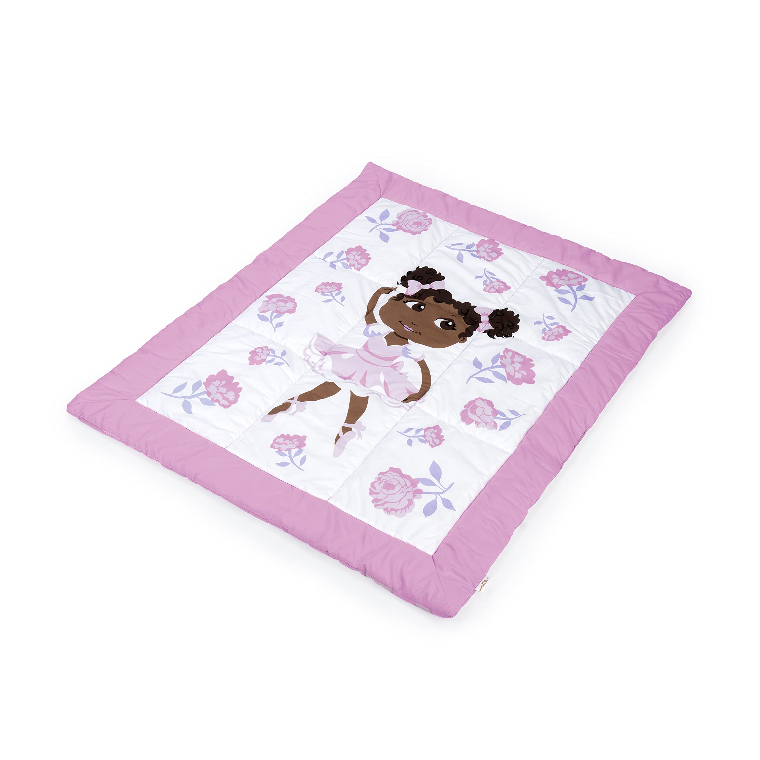 Little Muffincakes Zhara - Manta Acolchada para niños pequeños, Estampado de Bailarina y Flores, 42 x 34 Pulgadas, 18 Meses en adelante, Color Rosa