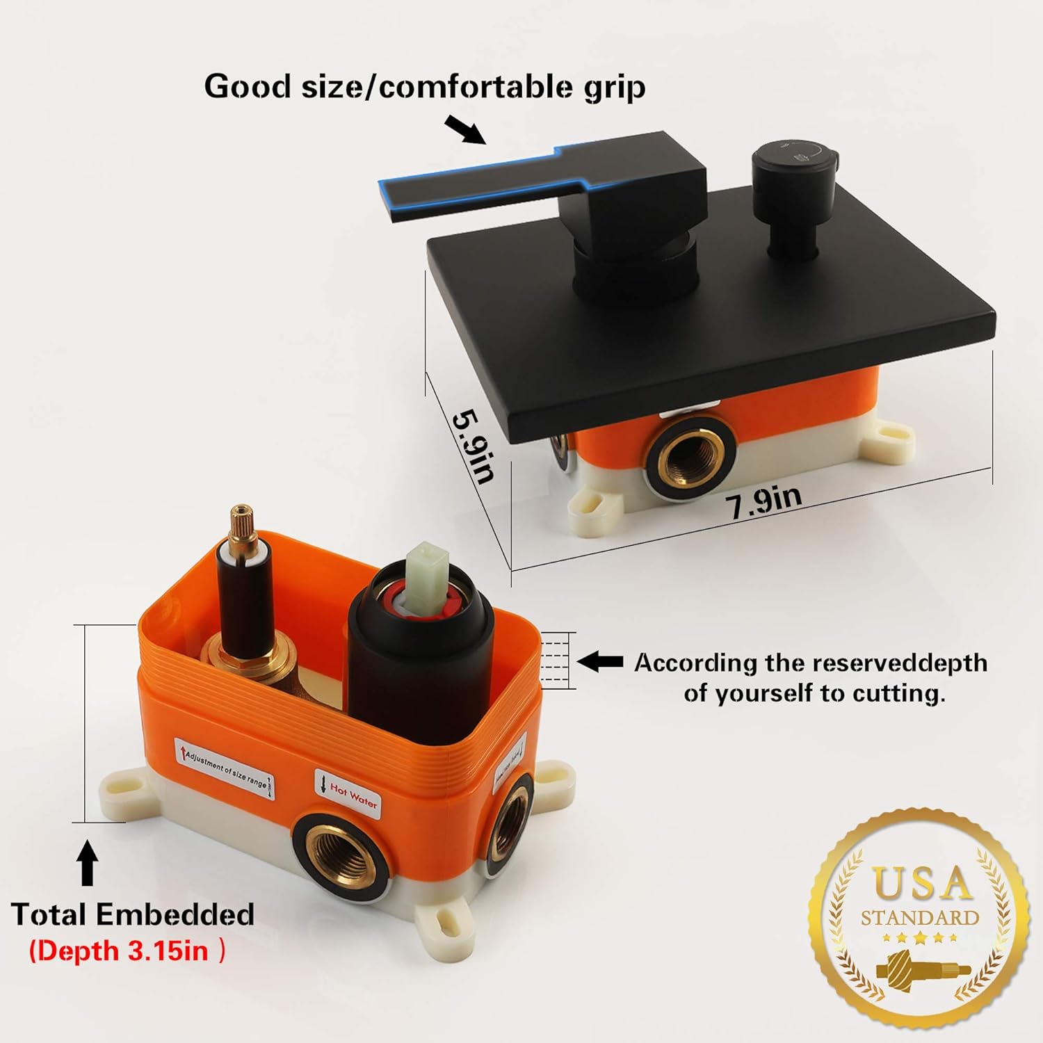 Wееklу Tор Sаlе SKOWLL Waterfall Shower Head Set Bathroom 10 inch Shower Faucet System LED Shower Faucet Handle Combo Set with Valve Trim Kit, Matte Black