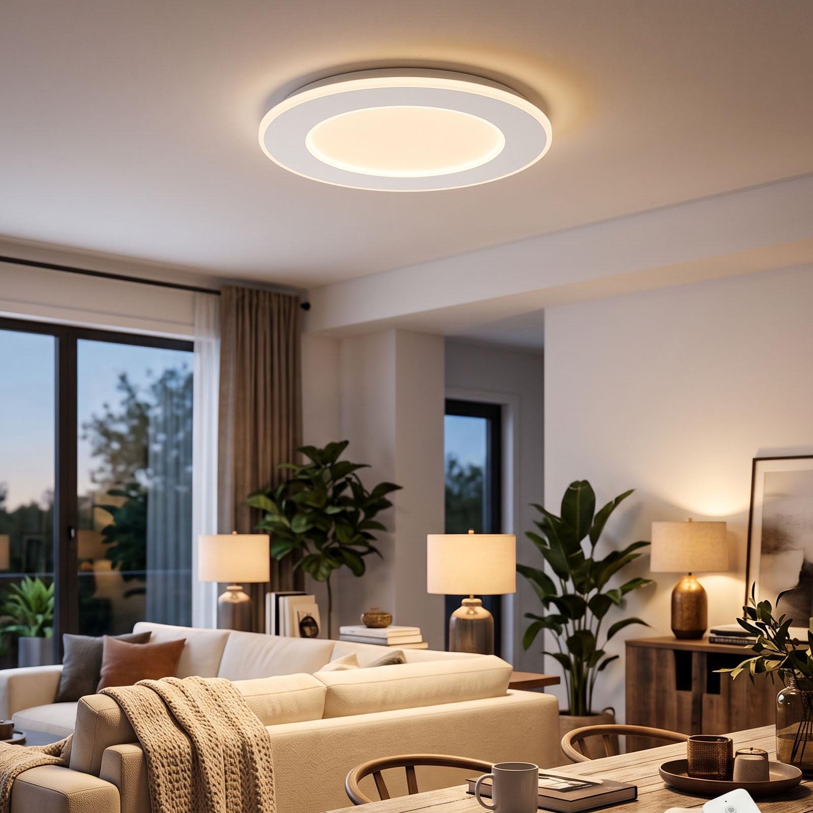 Sufitowa LED ściemniana z Pilotem, 15.75 Cala, do Salonu