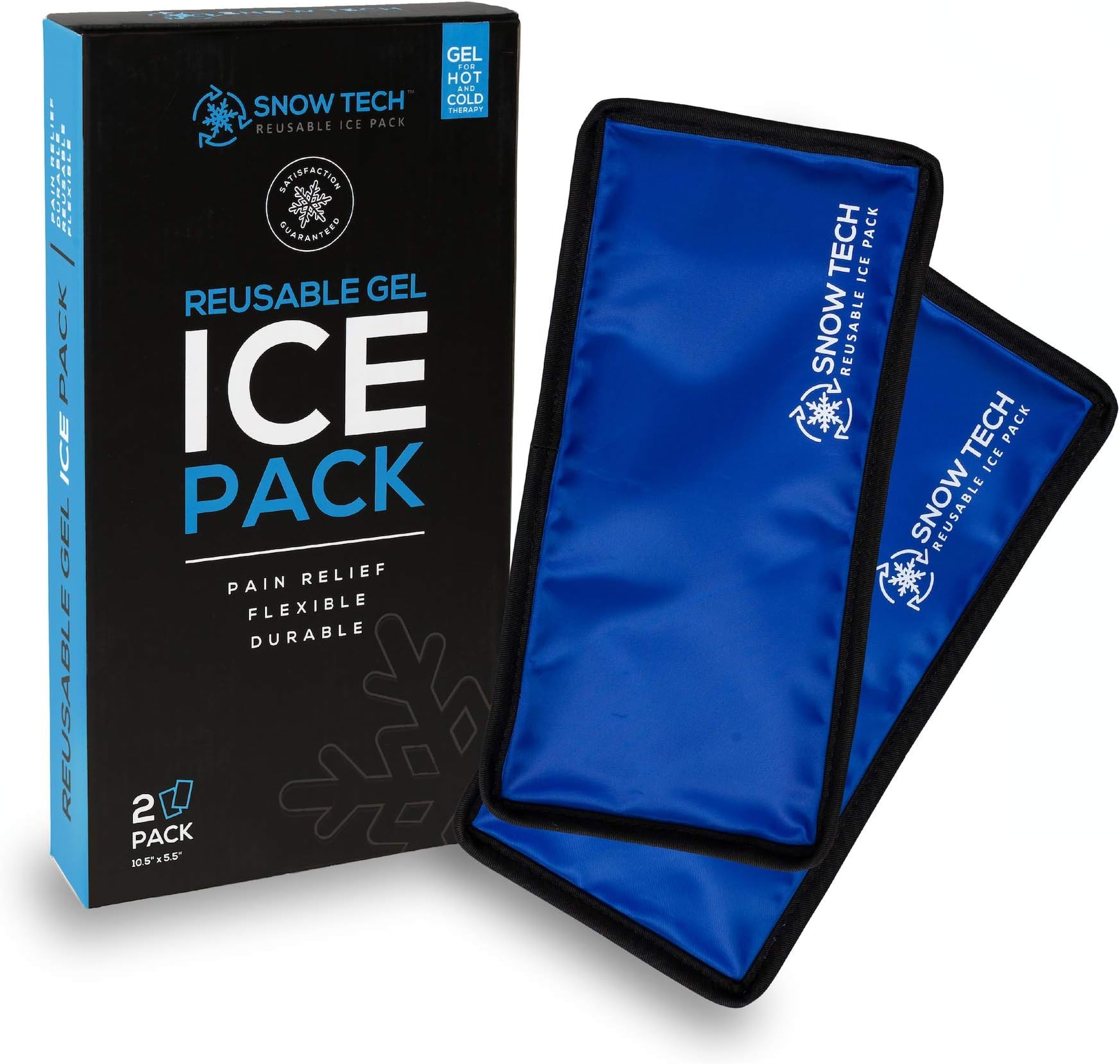 Ice Packs for Injuries Reusable Gel (2 Pack w/Strap 10.5"x5.5") Flexible Hot & Cold Pack Compress Therapy for Injury, Swelling, Bruises, Surgery Hip, Shoulder, Elbow, Knee, Back, Arm, Neck