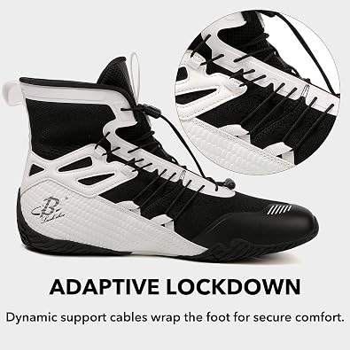 Mens Boxing Shoes Lightweight High-Top Training Shoes with Drawstring Supportive Gym Footwear for Fighters LS508