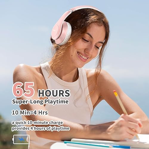 Miniatura 5 de Uliptz Auriculares Bluetooth inalámbricos, tiempo de reproducción de 65 horas, modos de sonido 6EQ, auriculares estéreo de alta fidelidad sobre la