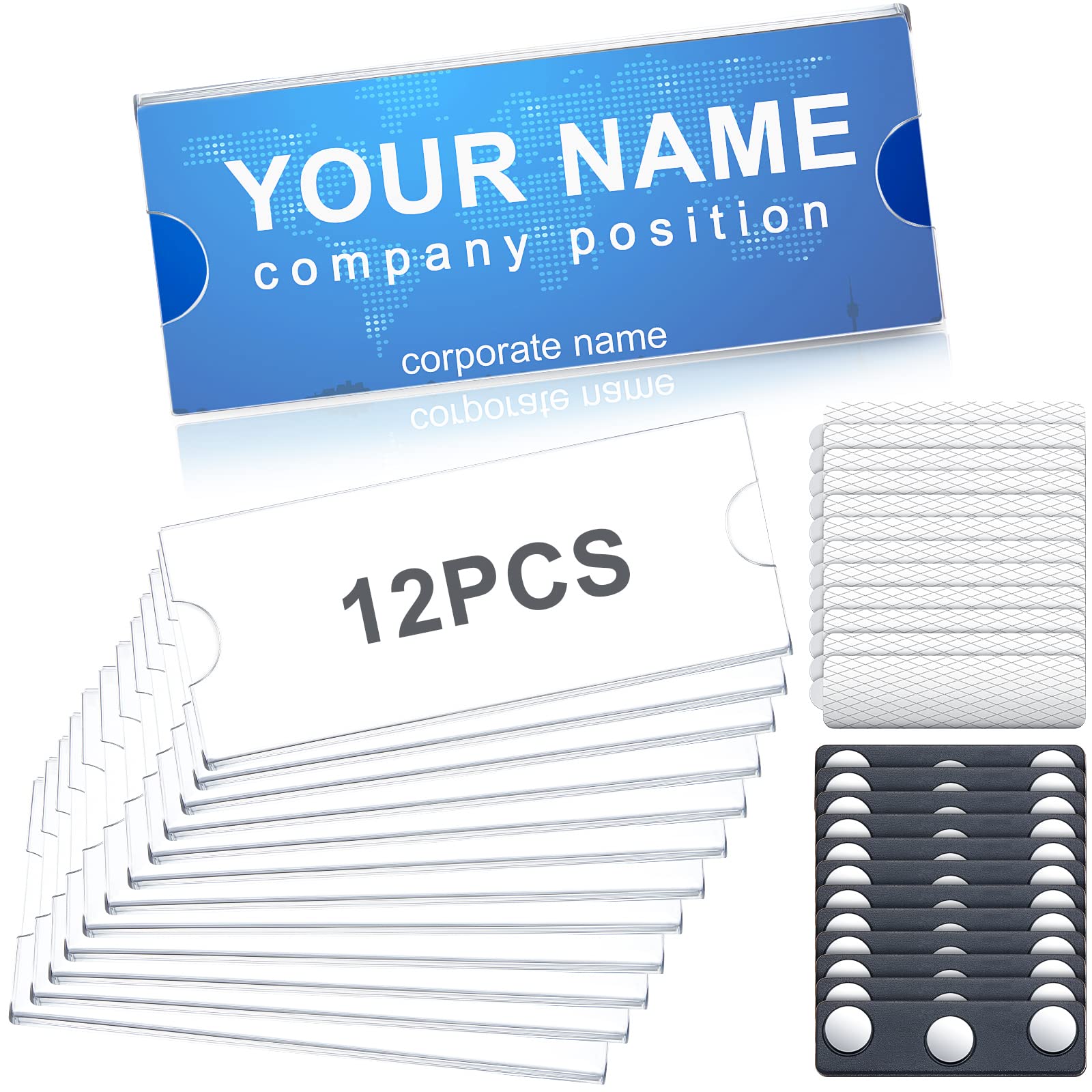 Buy 48 Pieces Magnetic Name Tags Kit And Blank Printable Paper Inserts 