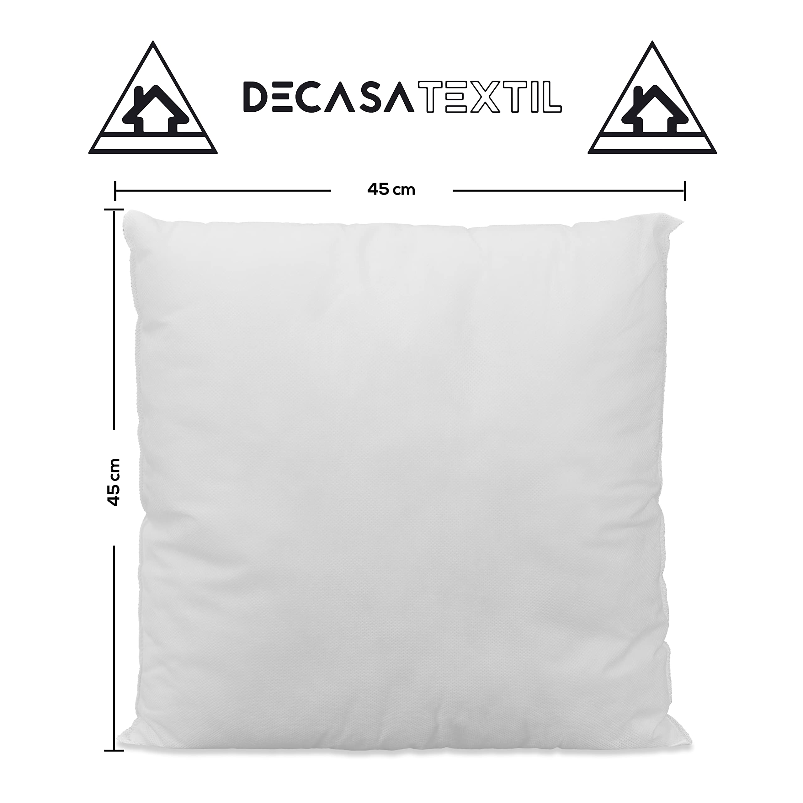 DECASATEXTIL- Set de 2Uds de Rellenos de cojín, Efecto Nube, Fibra Hueca de Alta recuperación -Diferentes Formas y Medidas- Rellenos de cojín Redondos, Cuadrados, rectangulares (45x45cm)