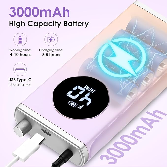 HOMEASY Taladro Eléctrico para Uñas 40000RPM Recargable con 15 Fresas miniatura 2