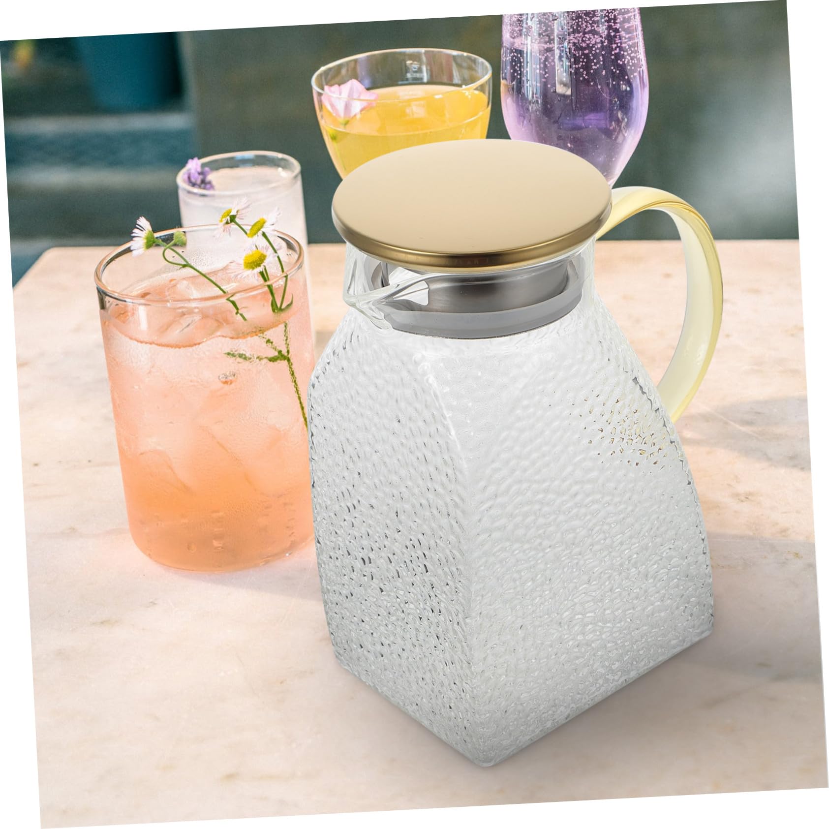 Bottiglia di Vetro per Acqua Fredda Resistenza al Freddo, Capacità Grande, Design Trasparente e Moderno, per Conservare Tè e Succhi di Frutta Colore Casuale